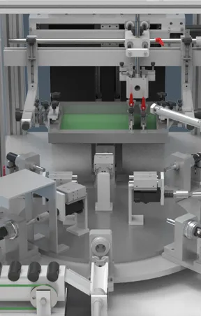 Automatic Screen Printing On Cylindrical Parts With Integration Of Pre And Post Treatment